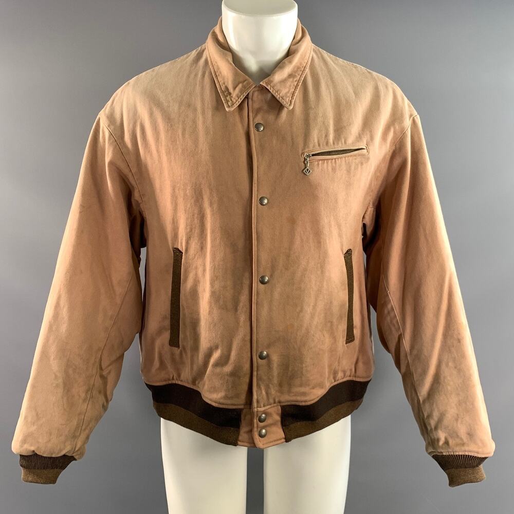 VISVIM Size M Pink Brown Distressed Cotton Bomber Jacket